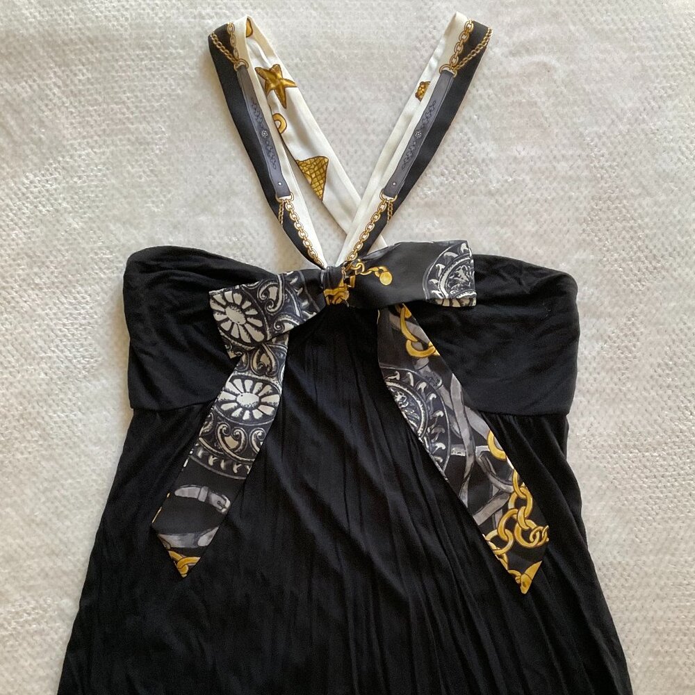 NWOT Express Y2K Luxe Satin & Stretch Charm Print Bow Baroque Cami Top Size L